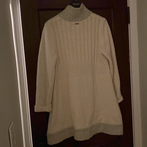 Prana long cardigan, off-white with gray trim - Picture 3 of 13
